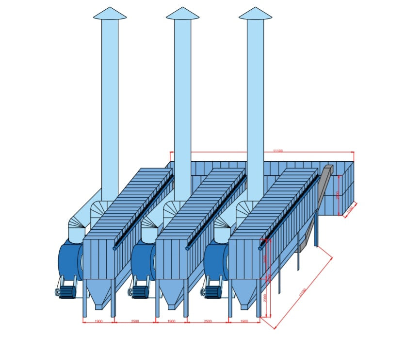 CENTRAL DUST COLLECTOR 22KW  62 FILTER BAGS